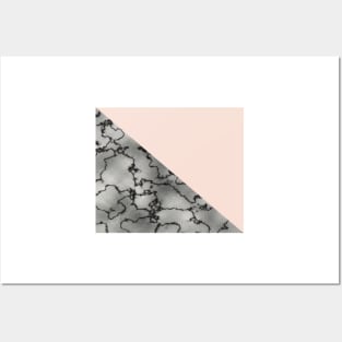 Peach and silver marble metallic Posters and Art